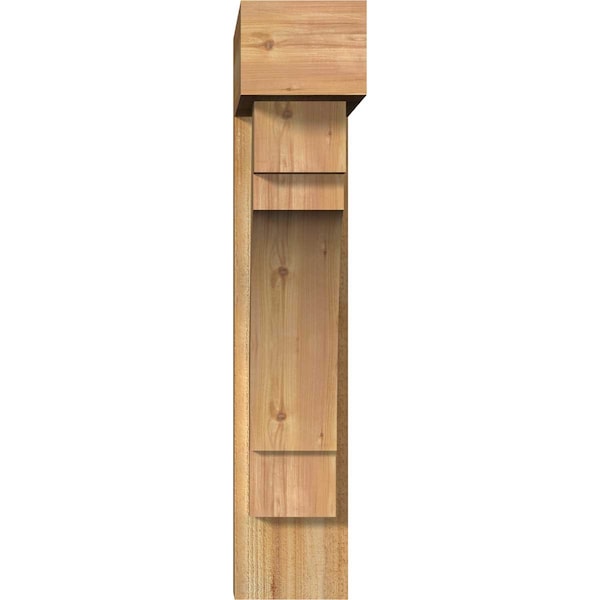 Merced Block Rough Sawn Bracket W/ Offset Brace, Western Red Cedar, 8W X 28D X 40H